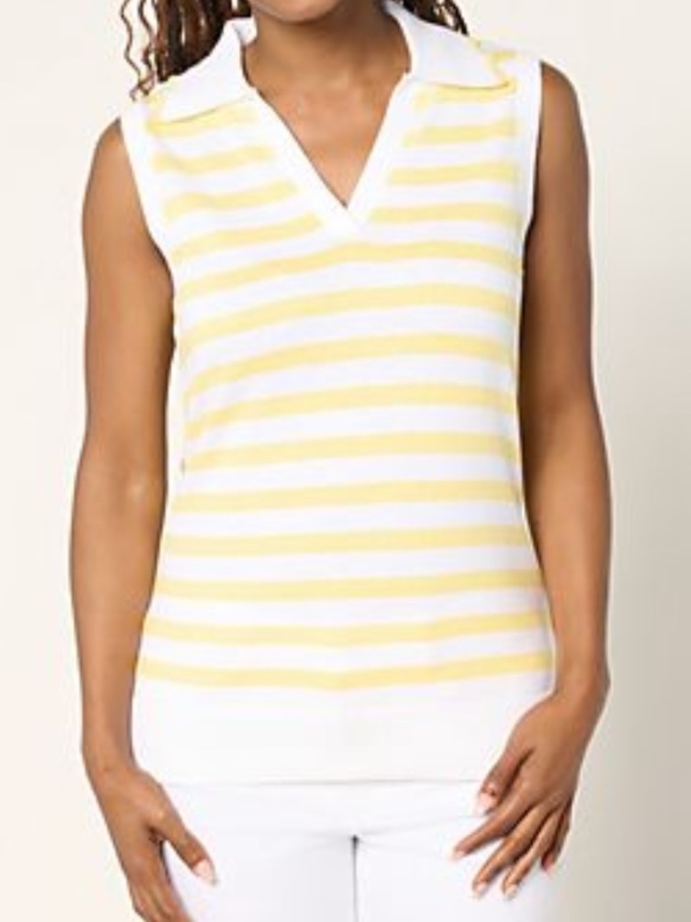 Belle by Kim Gravel Striped
Front Solid Back Sweater Polo
Yellow X-Large